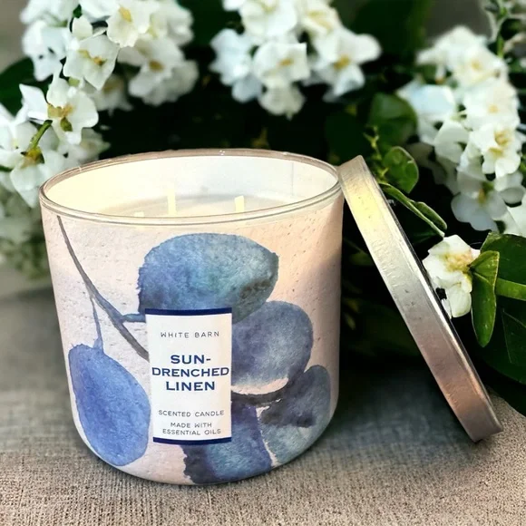 NWT Bath & Body Works WHITE BARN Sun Drenched Linen Large 3-Wick Candle 14.5 oz - Picture 6 of 6